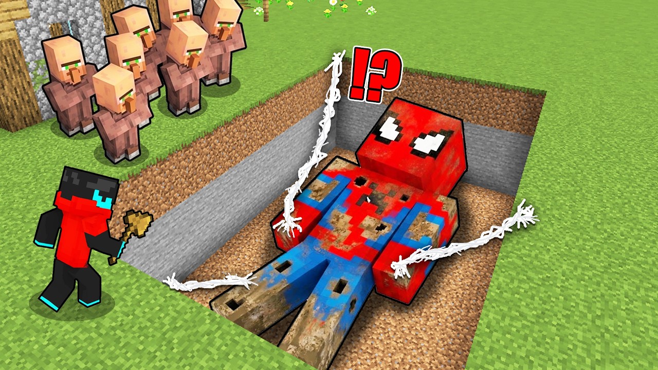 i Found Buried GIANT SPIDERMAN in Minecraft!