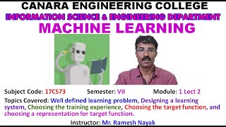 VTU MACHINE LEARNING17CS73 M1 L2 Introduction To Machine Learning
