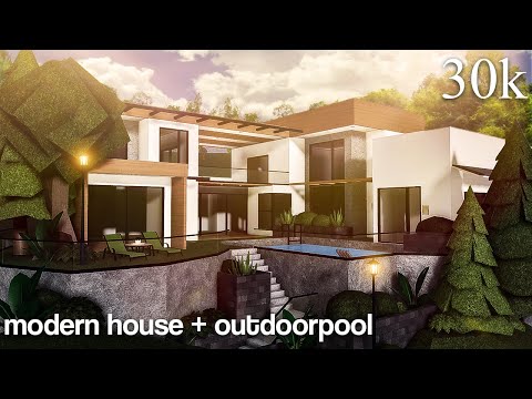 Bloxburg | 30k Modern House + Outdoor Pool | Roblox | Housebuild