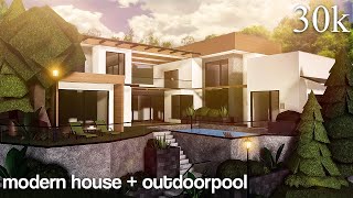 Bloxburg | 30k Modern House   Outdoor Pool | Roblox | Housebuild