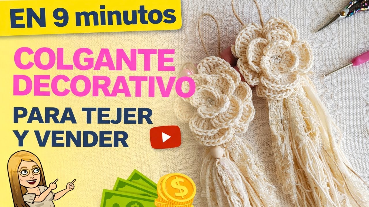 Otra idea ES PEC TA CU LAR para TEJER Y VENDER!  Colgante decorativo floral rústico a crochet
