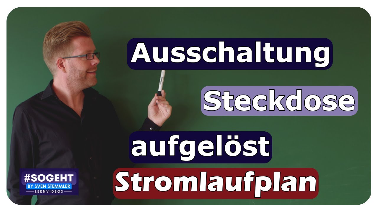 Vorschaubild zum Lernvideo "Ausschaltung mit Schuko-Steckdosen - Stromlaufplan, aufgelöst - einfach und anschaulich erklärt"