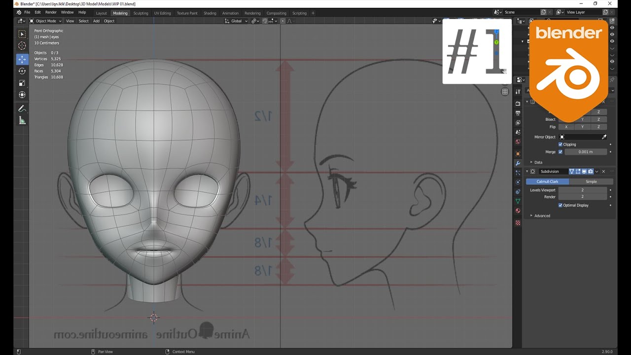 Blender 2 9 Anime Girl Head Modeling In 30 Minutes Wip 1 Youtube