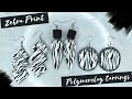 Zebra print earrings | How to make polymer clay earrings for beginner - Easy Clay Earrings