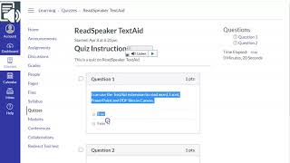 Using ReadSpeaker to Take Quizzes in Canvas