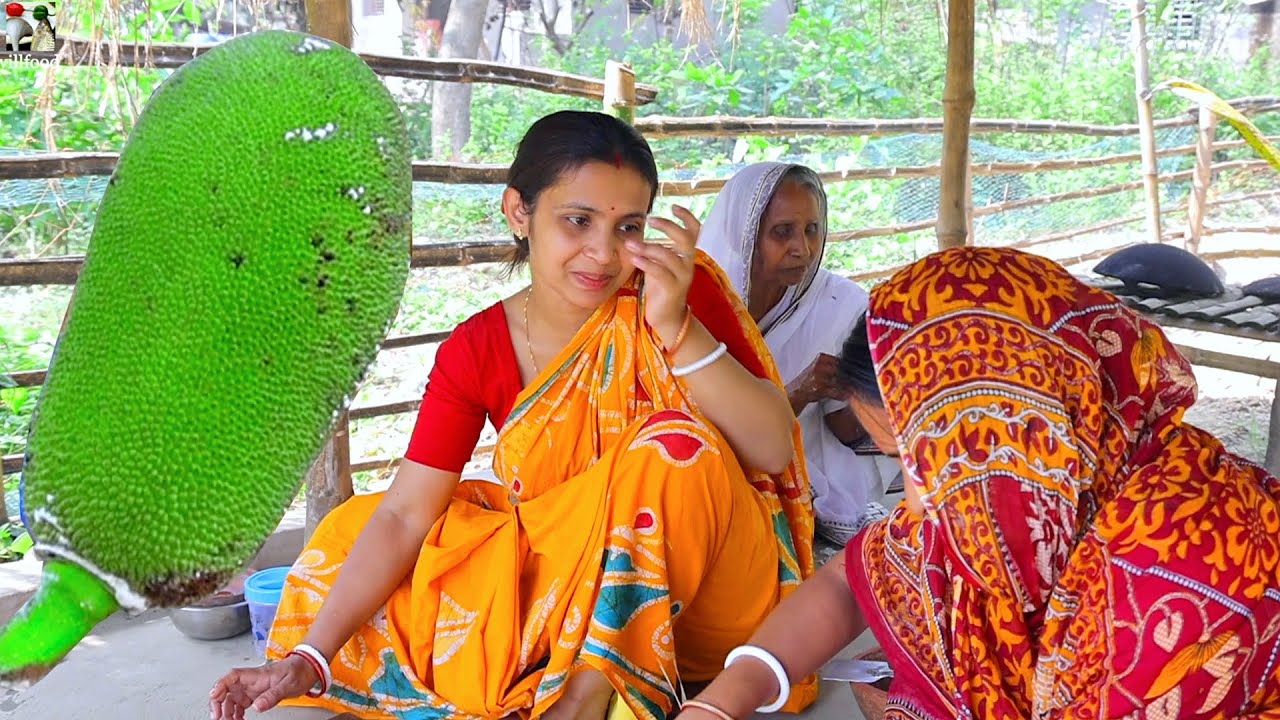 বিয়ে বাড়ির ধরণে এঁচোড় চিংড়ি রান্না | Famous Echor Chingri recipe by villfood | Perfect Echor Chingri