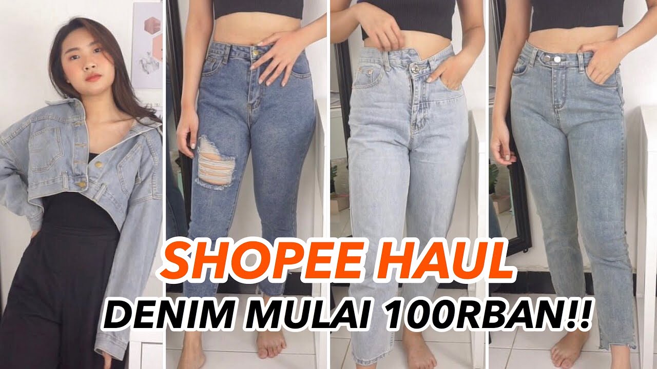 JEANS KOREA HIGH WAIST SHOPEE HAUL 