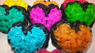 ONE LOOM Puffy Heart Charm Tutorial by feelinspiffy (Rainbow Loom)