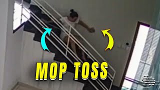 Lady Slips Then Slams and Throws Mop