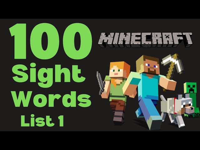 Minecraft Sight Words First 100 Fry Words for Google Slides