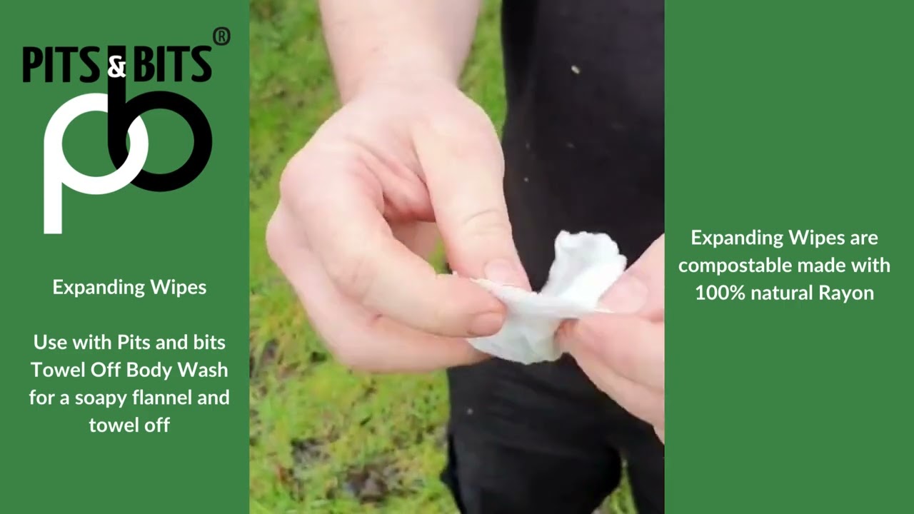 Pits & Bits Compostable Expandable Wipes 9pk - www.outdooraction.co.uk