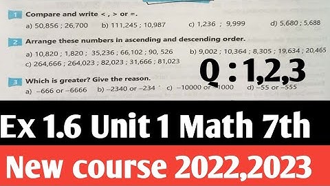 Exercise 1.6 Unit 1 Class 7 Math New course 2022 and 2023 kpk | Question 1 to 3 Ex 1.6 SNC PTB