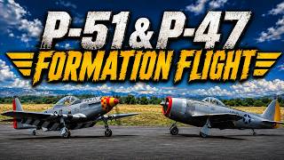 [4K] P-51 & P-47 Formation Flight Flown By Chris Luvara and Antonio Counsil