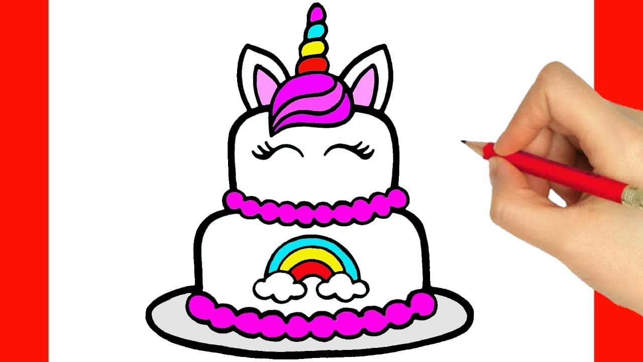 HOW TO DRAW A BIRTHDAY CAKE UNICORN - YouTube