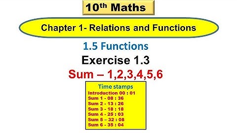 10th standard maths Chapter -1 Relations and Functions | Exercise 1.3 (1 to 6) sums | TN state board