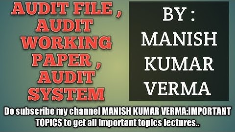 Audit File , Audit Working paper and Audit System (Full explanation in form of written notes)