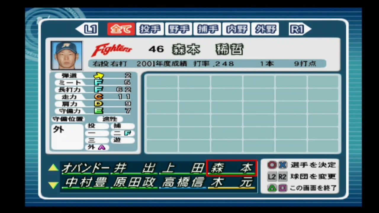 プロ野球JAPAN2002選手能力】日本ハム 46 森本稀哲選手 - YouTube