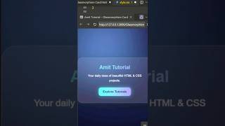 Glassmorphism Card Using HTML & CSS ✨ | Modern UI Design in 1 Minute | #shorts @amittutorial5