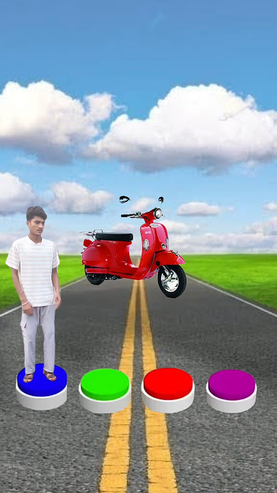 1 jump on batton to skoter, riksa, toto, cycle to red_ green_ blue _ yellow #shorts #vfxshorts