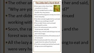 Story The Little Ants Hard Work Hard Work Is The Key To Success The Ant