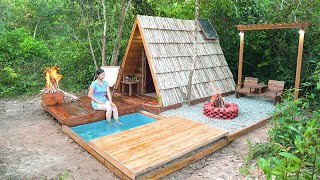 Building a Swimming pool with Fire pit in Forest | Sola Power System for AFrame Cabin