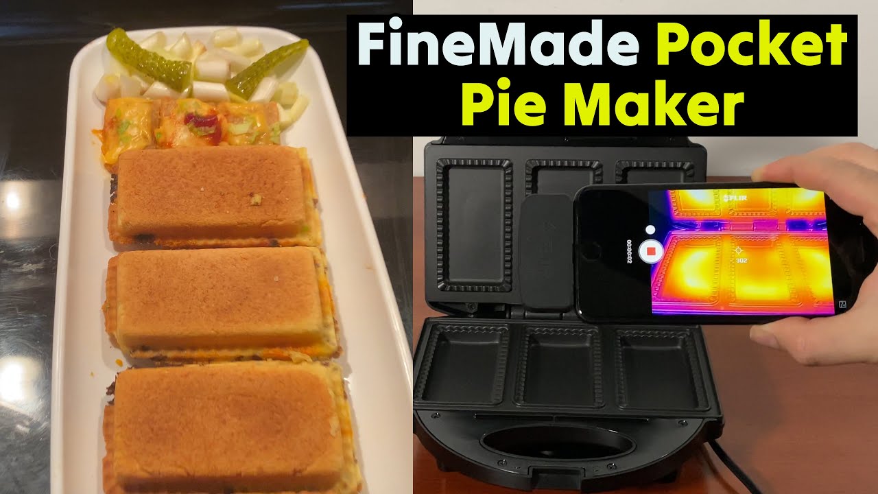  FineMade Electric Mini Pocket Pie Maker Machine with Crust  Cutter, Pocket Pie Iron Press with Non Stick Surface, Ideal for Hot Chicken  Pockets Pizza Pockets Grilled Cheese Sandwiches and More: Home
