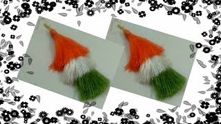 Tricolor tassel earrings||Tricolor earrings for independence day||How to make silk thread earrings