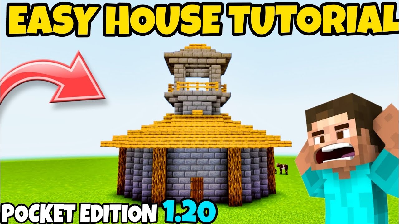 EASY HOUSE TUTORIAL IN MINECRAFT POCKET EDITION 1.20 ll HINDI ll - YouTube