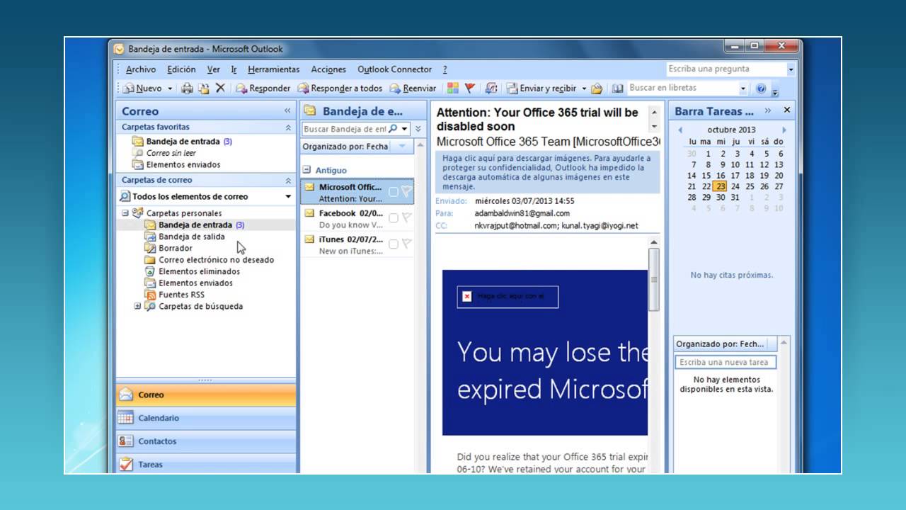 Movistar - Cómo configurar varias cuentas de correo con Microsoft Outlook  2007 - YouTube