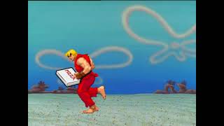 Ryu trying to get a pizza from Ken