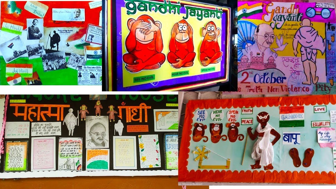 Gandhi Jayanti Display Board Decoration Ideas l Gandhi Jayanti Bulletin