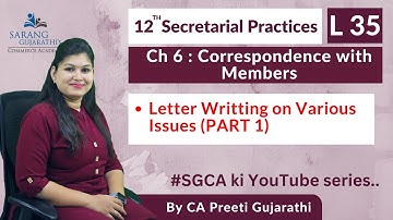Class 12 | Secretarial Practices | Chapter 6 | Correspondence with Members | L 35 | HSC Board