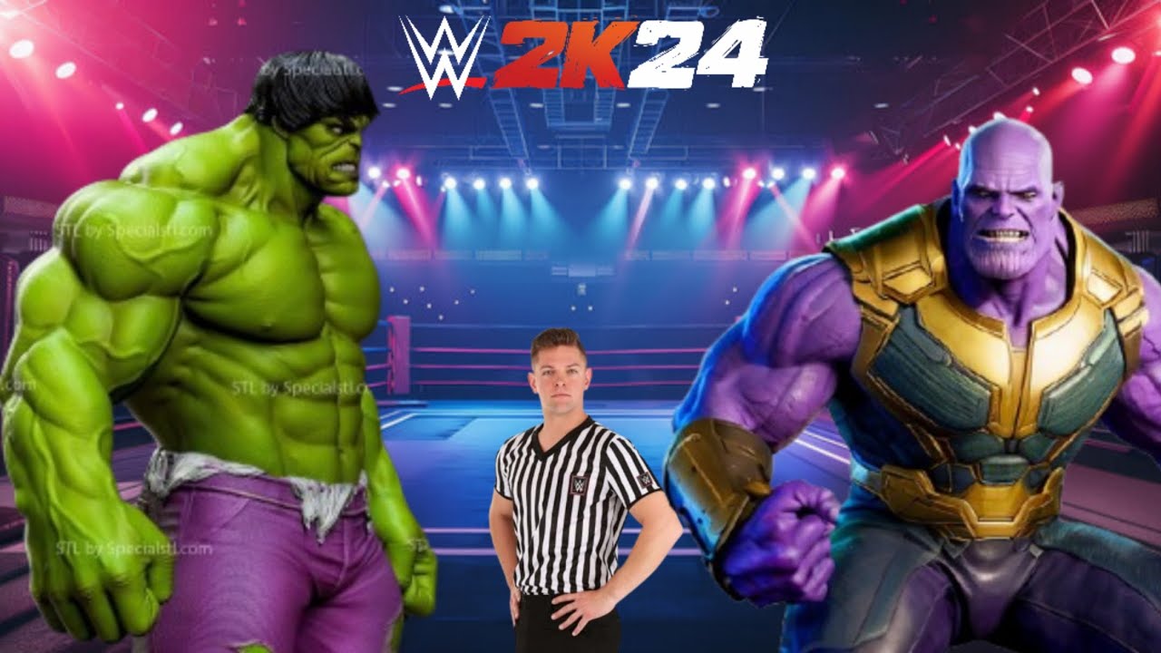 WWE 2K24 HULK VS THANOS MATCH GAMEPLAY IN XBOX SERIES S 