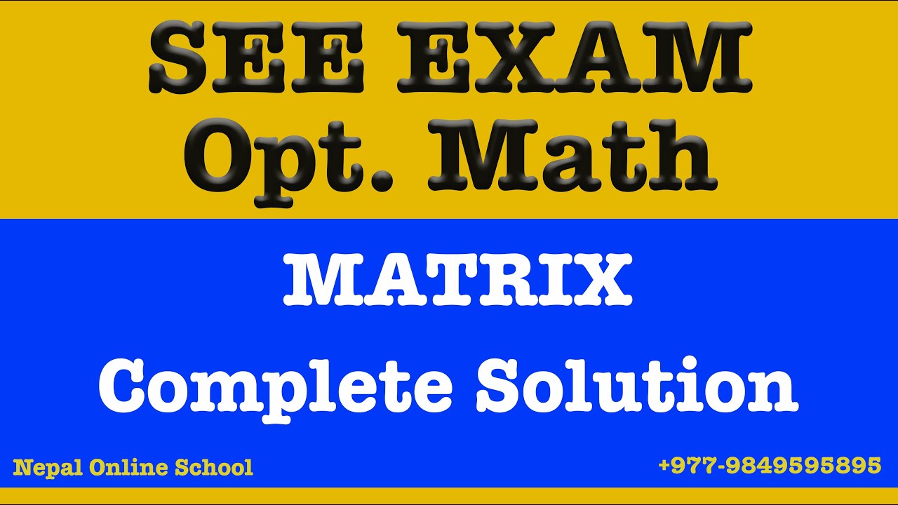 SEE OPTIONAL MATH MATRIX Complete Solution | Grade 10 Math Solution ...