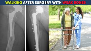 If bone quality is very poor, how soon can a patient walk after hip surgery?