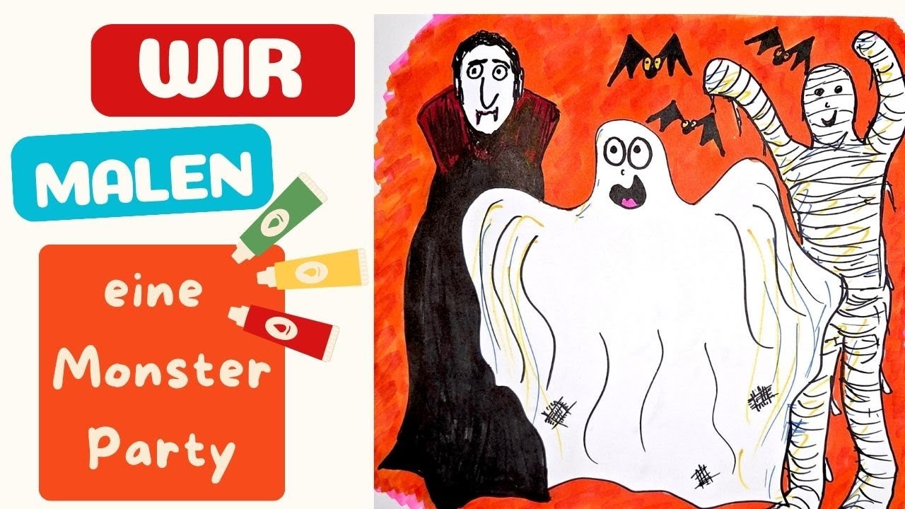 🎨Wir malen eine Monsterparty🎃 