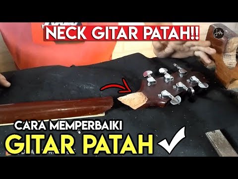 Papan gitar pecah - di lem pake lem kayu. 