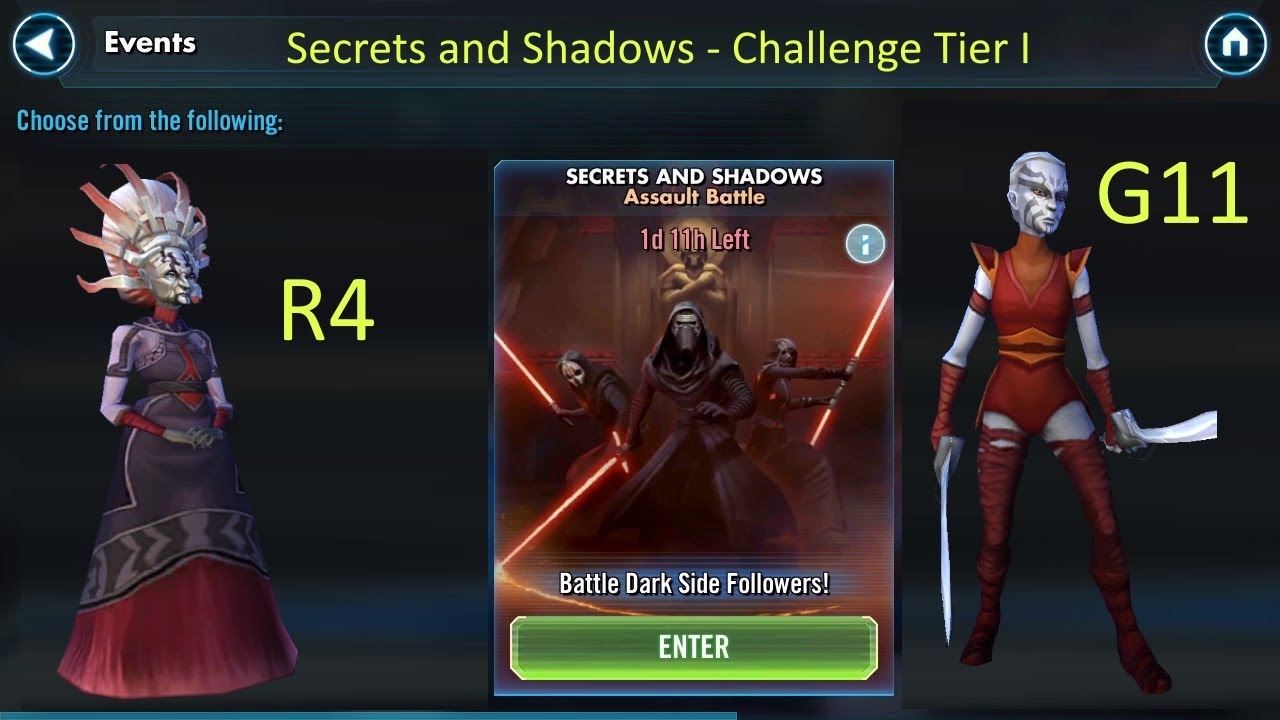 SWGOH EVENT Secrets and Shadows Challenge Tier I YouTube