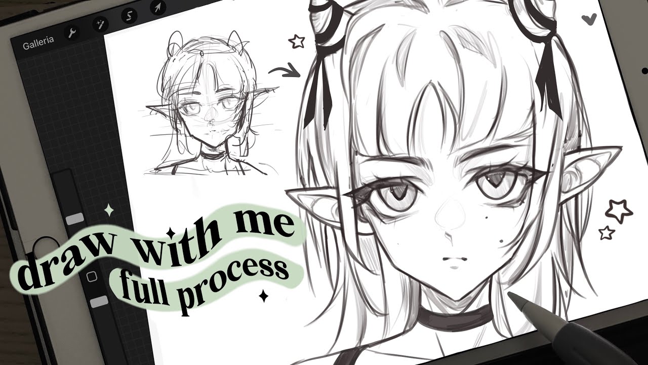 sketch with me ♡ real time process [chill music] - YouTube