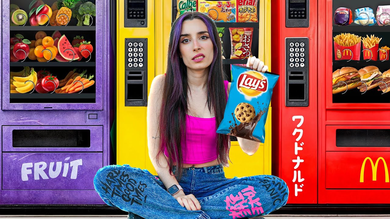 24 HORAS COMIENDO DE MAQUINAS EXPENDEDORAS RARAS EN JAPÓN