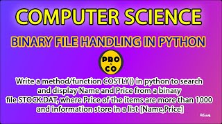 Binary File Handling in python | display record,price is more than 100 in python #python#cbse