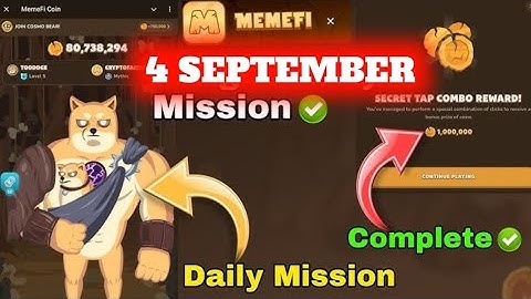 4 september memefi today secret combo | today MEMEFI secret combo code | memefi coins update today