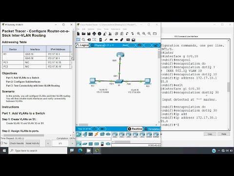 4.2.7 Packet Tracer - Configure Router on a Stick Inter VLAN Routing