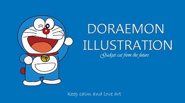 How to Draw Doraemon at Adope Illustrator- step by step - Digital art- for children