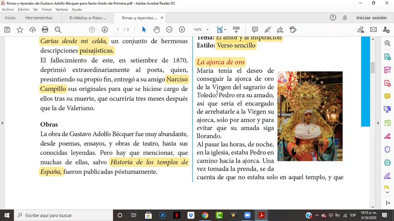 Gustavo Adolfo Becquer Rimas Y Leyendas 6to De Primaria Youtube