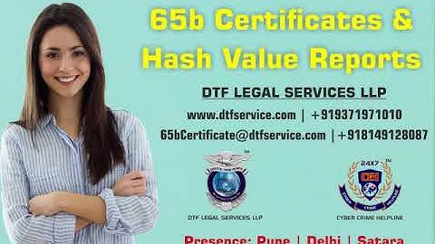 65 b Certificate and Hash Value | Digital Task Force | Cyber Crime Helpline +919156111999