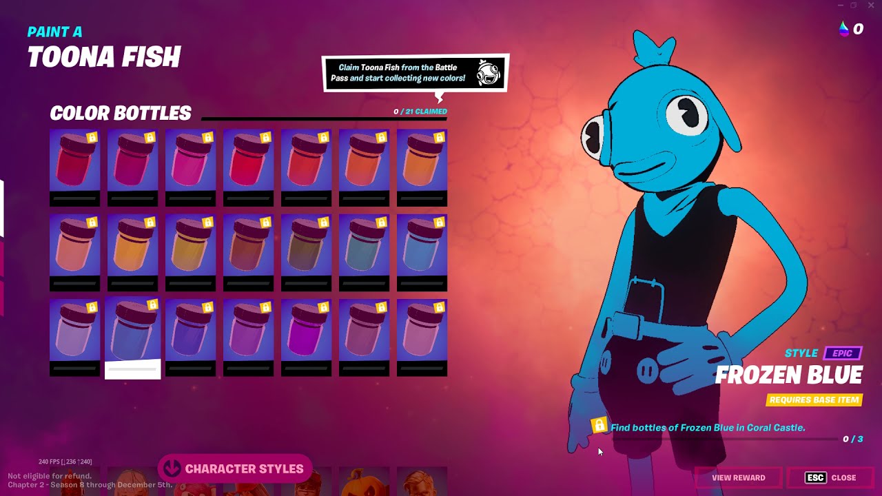 ALL COLOR BOTTLE Locations In Fortnite! (Where To Find Toona Fish Styles In Fortnite)