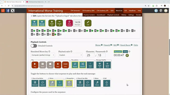 Word List Trainer Setup for ICR Training (3 of 4) #hamradio #cw #morsecode #morse #cwi #skcc #icr