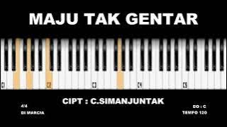 #not piano basic tutorial ( chord - melody ) lagu maju tak gentar - cipt : c.simanjuntak