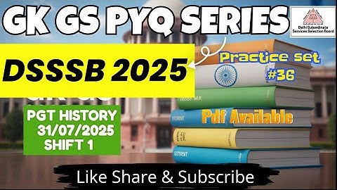🔴 MASTER GK GS》TARGET DSSSB 2025》PRACTICE SET 36 @dsssbexamwindow #dsssbexamwindow 